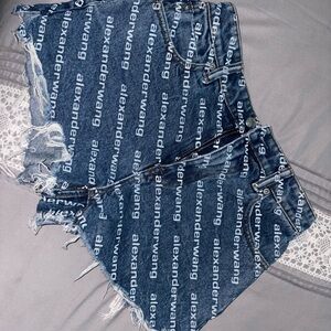 Alexander Wang Logo Print Denim Shorts